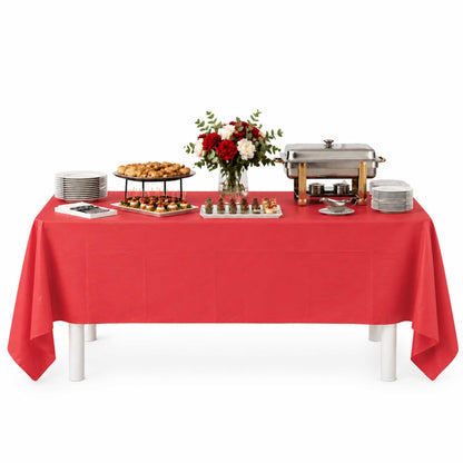 Table Tek Red Plastic Table Cover Roll - with Slide Cutter - 100' x 54" - 10 count box