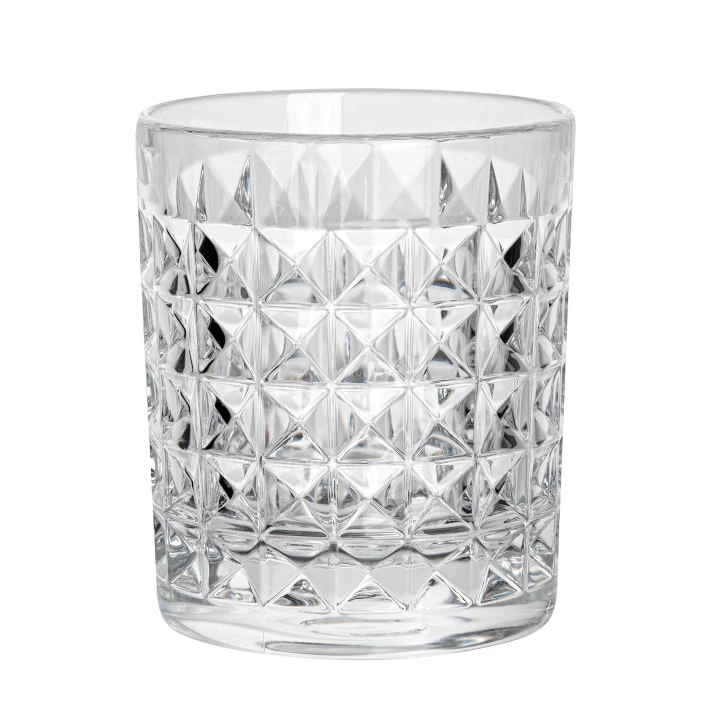 Bev Tek 9 oz Polycarbonate Old Fashioned Glass - Cut Crystal Design - 3 1/4" x 3 1/4" x 3 3/4" - 6 count box