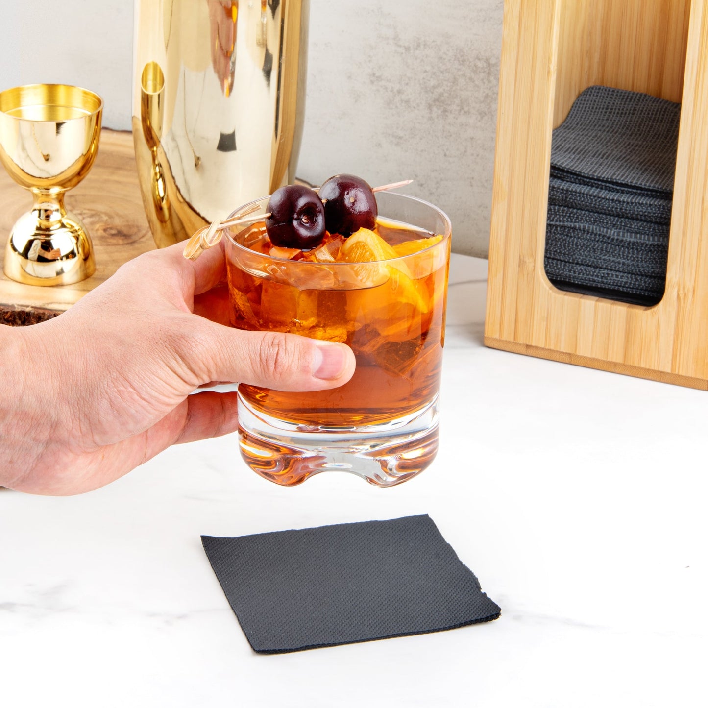 Bev Tek 12 oz Polycarbonate Double Old Fashioned Glass - 3 1/2" x 3 1/2" x 3 3/4" - 6 count box