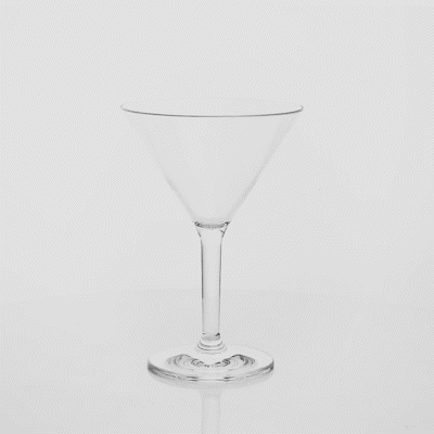 Bev Tek 10 oz Polycarbonate Cocktail Martini Glass - 4 1/2" x 4 1/2" x 6 1/2" - 24 count box