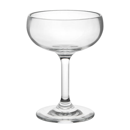Bev Tek 7 oz Polycarbonate Champagne Coupe Glass - 3 3/4" x 3 3/4" x 5" - 6 count box