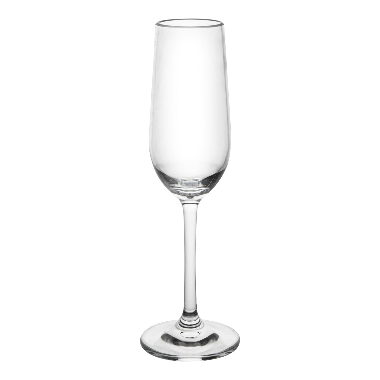 Bev Tek 6 oz Polycarbonate Champagne Flute - 2 3/4" x 2 3/4" x 8 3/4" - 6 count box