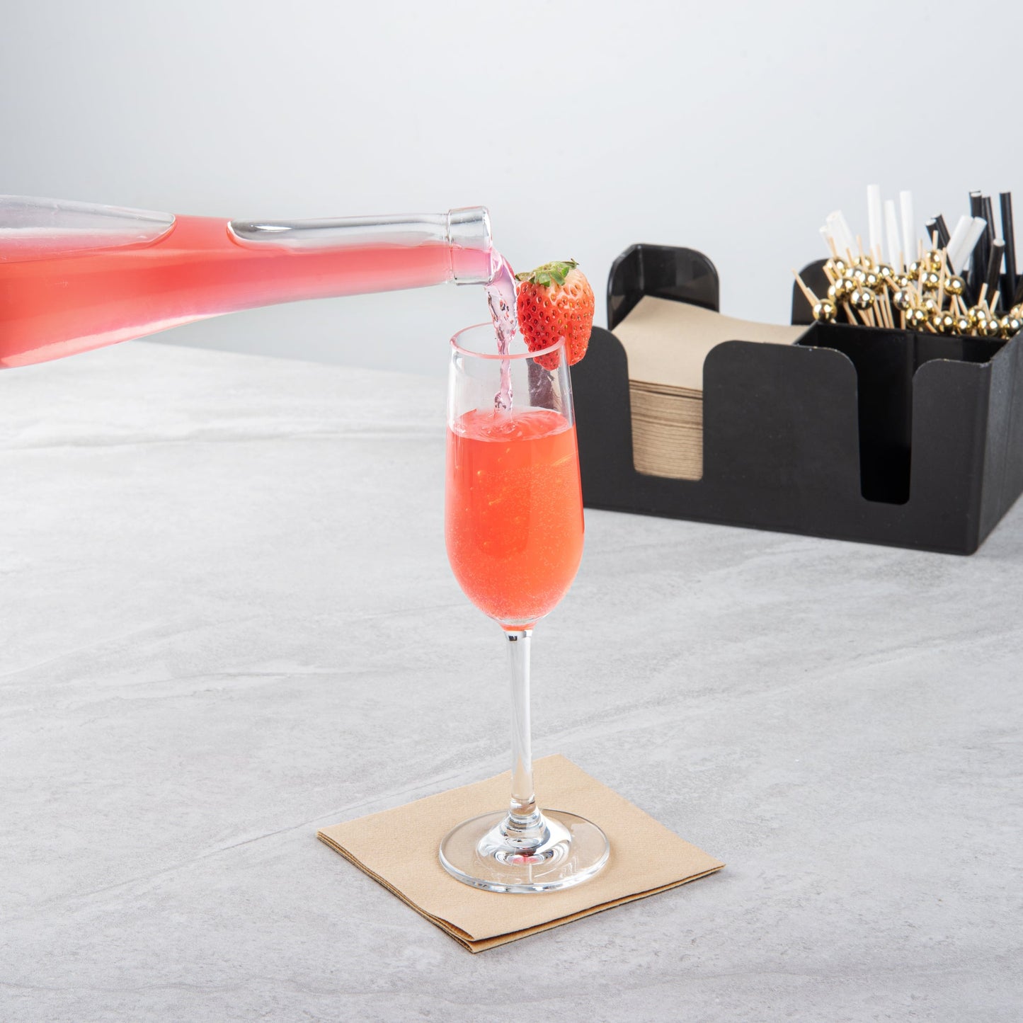 Bev Tek 6 oz Polycarbonate Champagne Flute - 2 3/4" x 2 3/4" x 8 3/4" - 6 count box