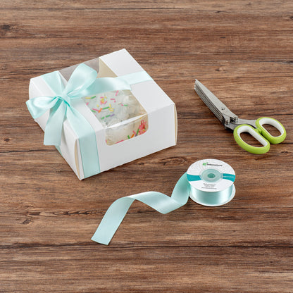Gift Tek Aqua Blue Polyester Satin Ribbon - Single Face - 1" x 10 yds - 10 count box