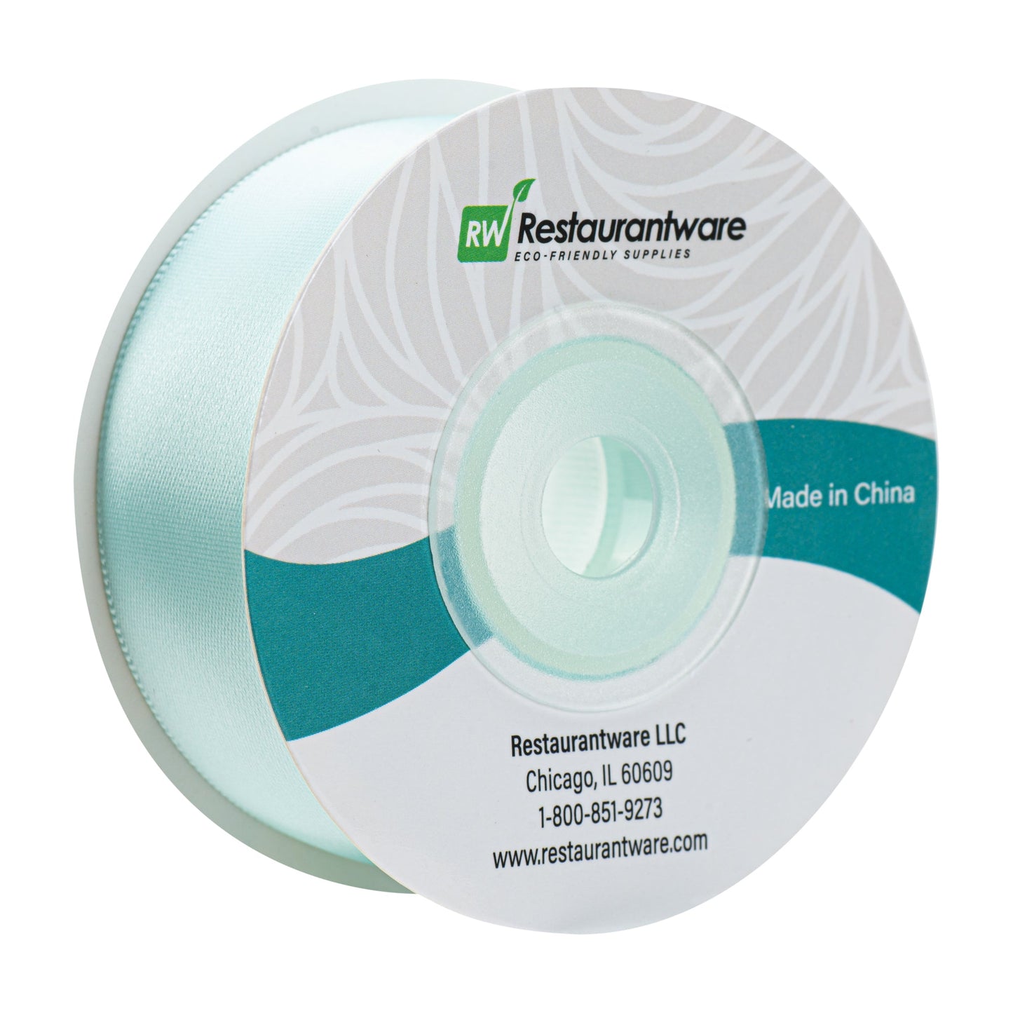 Gift Tek Aqua Blue Polyester Satin Ribbon - Single Face - 1" x 10 yds - 10 count box
