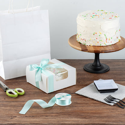 Gift Tek Aqua Blue Polyester Satin Ribbon - Single Face - 1" x 10 yds - 10 count box