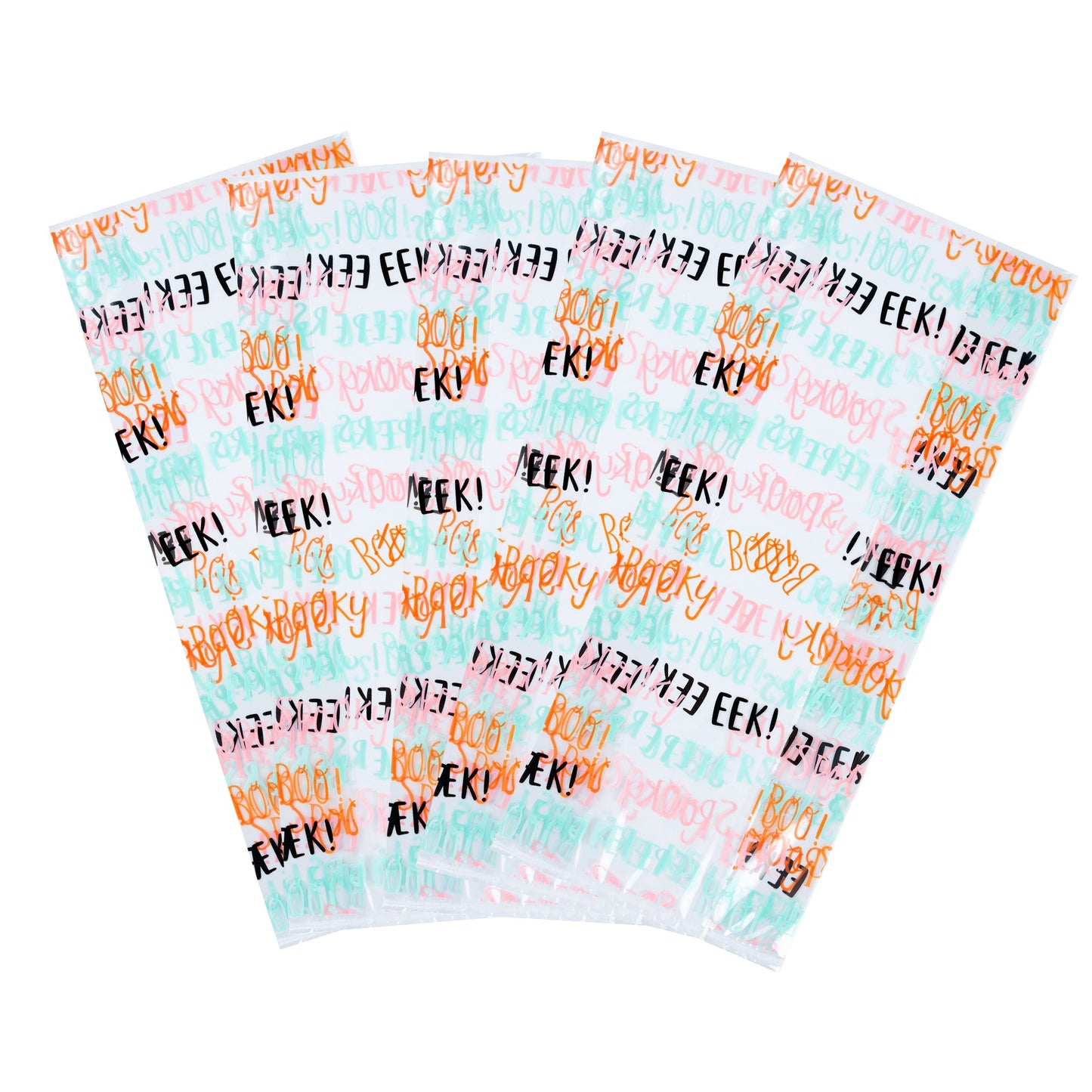 Bag Tek Plastic Candy Bag - Halloween Words, Gusseted - 4" x 2" x 9 1/2" - 100 count box