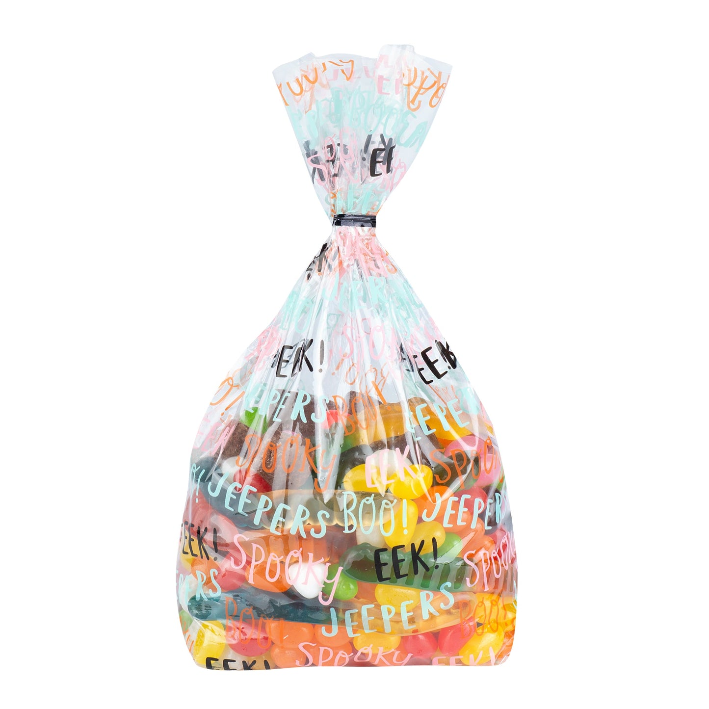 Bag Tek Plastic Candy Bag - Halloween Words, Gusseted - 4" x 2" x 9 1/2" - 100 count box