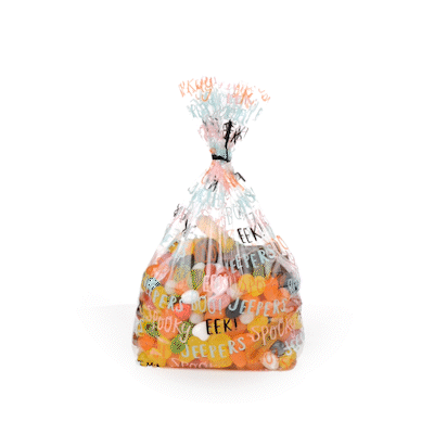 Bag Tek Plastic Candy Bag - Halloween Words, Gusseted - 4" x 2" x 9 1/2" - 100 count box