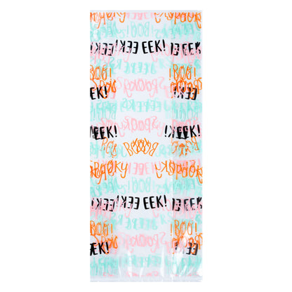 Bag Tek Plastic Candy Bag - Halloween Words, Gusseted - 4" x 2" x 9 1/2" - 100 count box