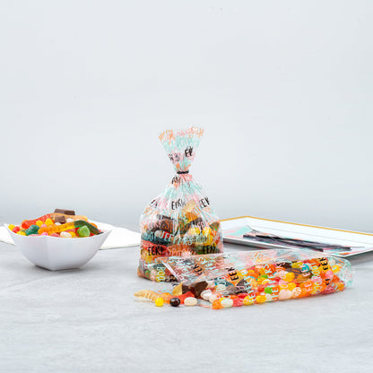 Bag Tek Plastic Candy Bag - Halloween Words, Gusseted - 4" x 2" x 9 1/2" - 100 count box