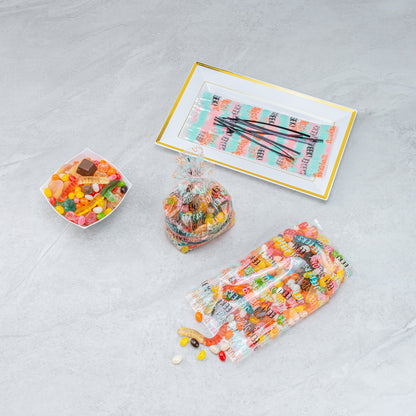 Bag Tek Plastic Candy Bag - Halloween Words, Gusseted - 4" x 2" x 9 1/2" - 100 count box