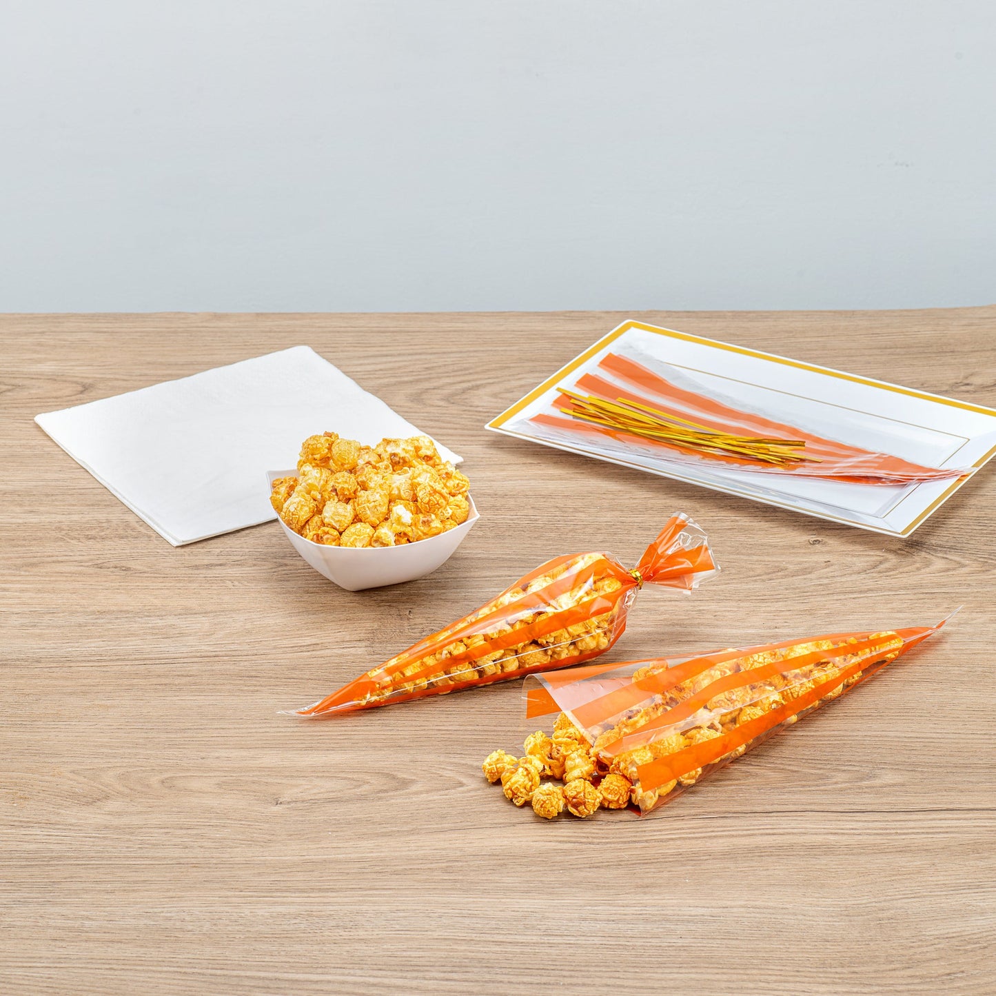 Bag Tek Plastic Cone Bag - Orange Stripes - 6" x 11" - 8000 count box