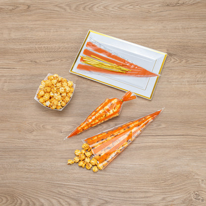 Bag Tek Plastic Cone Bag - Orange Stripes - 6" x 11" - 8000 count box