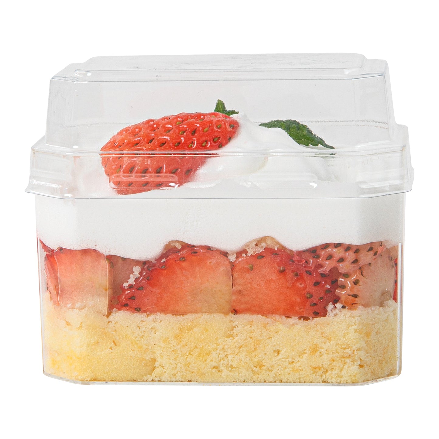 Mini Serve Rectangle Clear Plastic Dome Lid - Fits 3 oz Dessert Cup - 100 count box