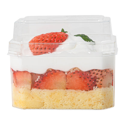 Mini Serve Rectangle Clear Plastic Dome Lid - Fits 3 oz Dessert Cup - 100 count box