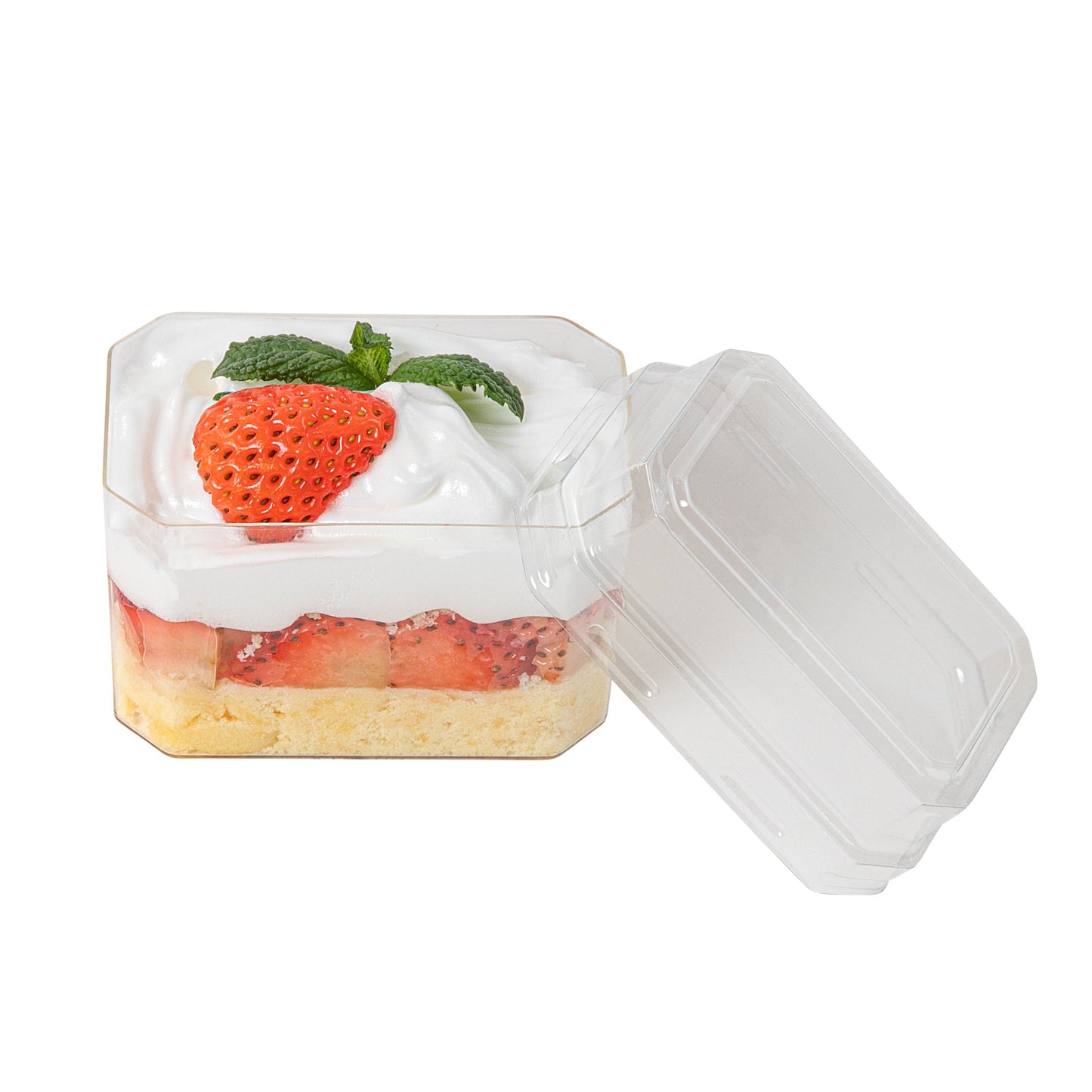 Mini Serve Rectangle Clear Plastic Dome Lid - Fits 3 oz Dessert Cup - 100 count box