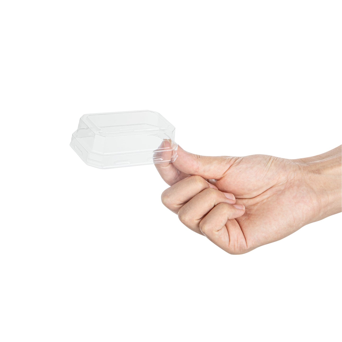 Mini Serve Rectangle Clear Plastic Dome Lid - Fits 3 oz Dessert Cup - 100 count box