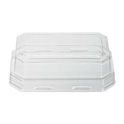 Mini Serve Rectangle Clear Plastic Dome Lid - Fits 3 oz Dessert Cup - 100 count box