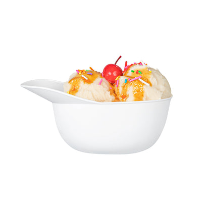 Mini Serve 8 oz White Plastic Baseball Helmet Ice Cream / Snack Bowl - 10 count box