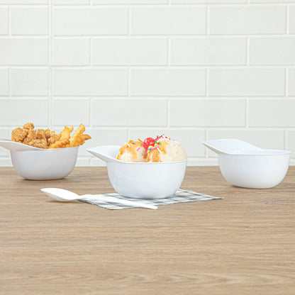 Mini Serve 8 oz White Plastic Baseball Helmet Ice Cream / Snack Bowl - 10 count box