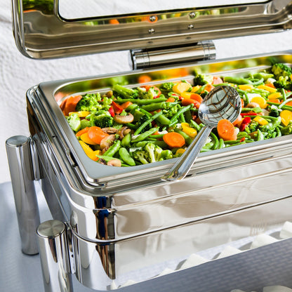Met Lux Rectangle Stainless Steel Straight Leg Stand - Induction Ready, Fits Full Size Rectangle Chafer - 1 count box