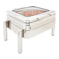 Met Lux 6 qt Rectangle Stainless Steel Half Size Chafer Body - Induction Ready, with Glass Viewing Window - 1 count box