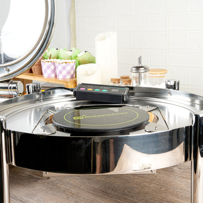 Met Lux Round Black Induction Warming Unit - For Compatible Chafers, 500W, Adjustable - 9 1/2" x 9 1/2" x 3" - 1 count box