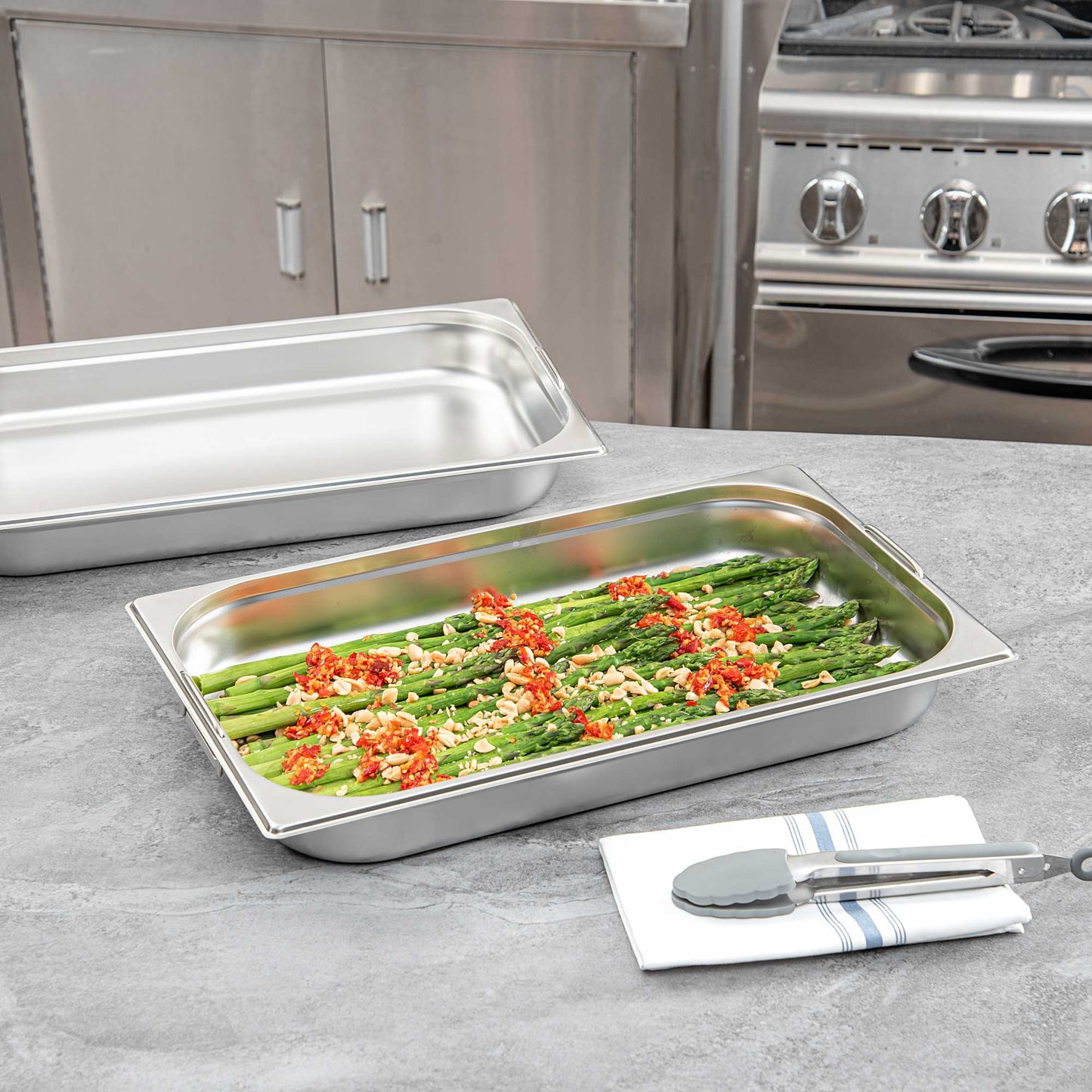 Met Lux Rectangle Stainless Steel Full Size Steam Table Pan 2.5 Inch Deep - Anti Jam, Collapsible Handles - 1 count box