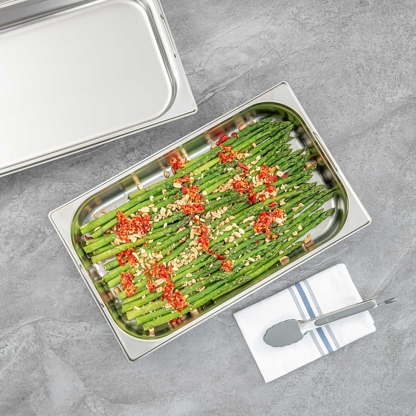 Met Lux Rectangle Stainless Steel Full Size Steam Table Pan 2.5 Inch Deep - Anti Jam, Collapsible Handles - 1 count box