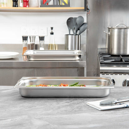 Met Lux Rectangle Stainless Steel Full Size Steam Table Pan 2.5 Inch Deep - Anti Jam, Collapsible Handles - 1 count box