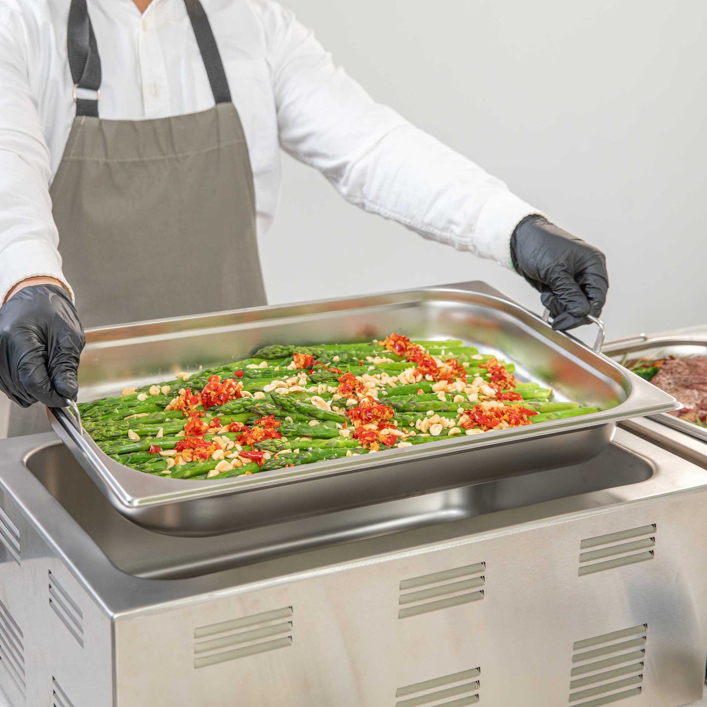 Met Lux Rectangle Stainless Steel Full Size Steam Table Pan 2.5 Inch Deep - Anti Jam, Collapsible Handles - 1 count box