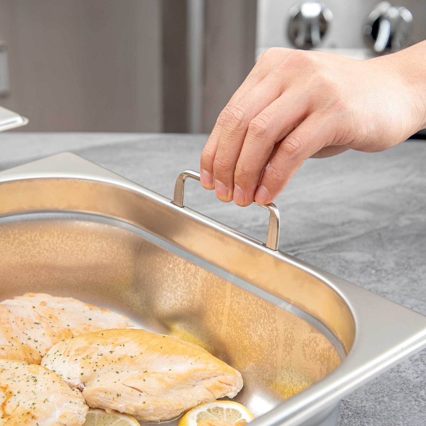 Met Lux Rectangle Stainless Steel Full Size Steam Table Pan 4 Inch Deep - Anti Jam, Collapsible Handles - 1 count box