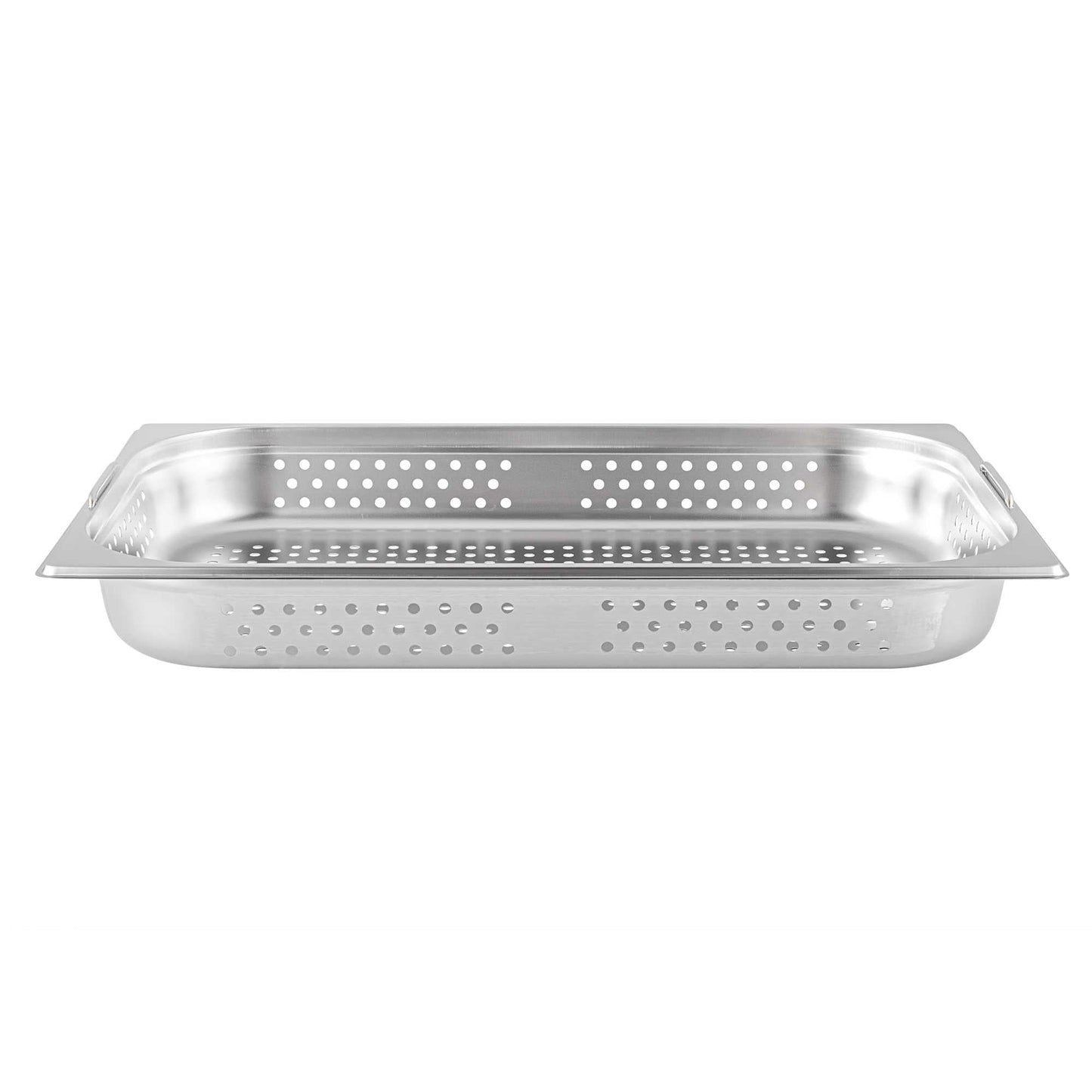 Met Lux Rectangle Stainless Steel Full Size Steam Table Pan 2.5 Inch Deep - Perforated, Anti Jam, Collapsible Handles - 1 count box
