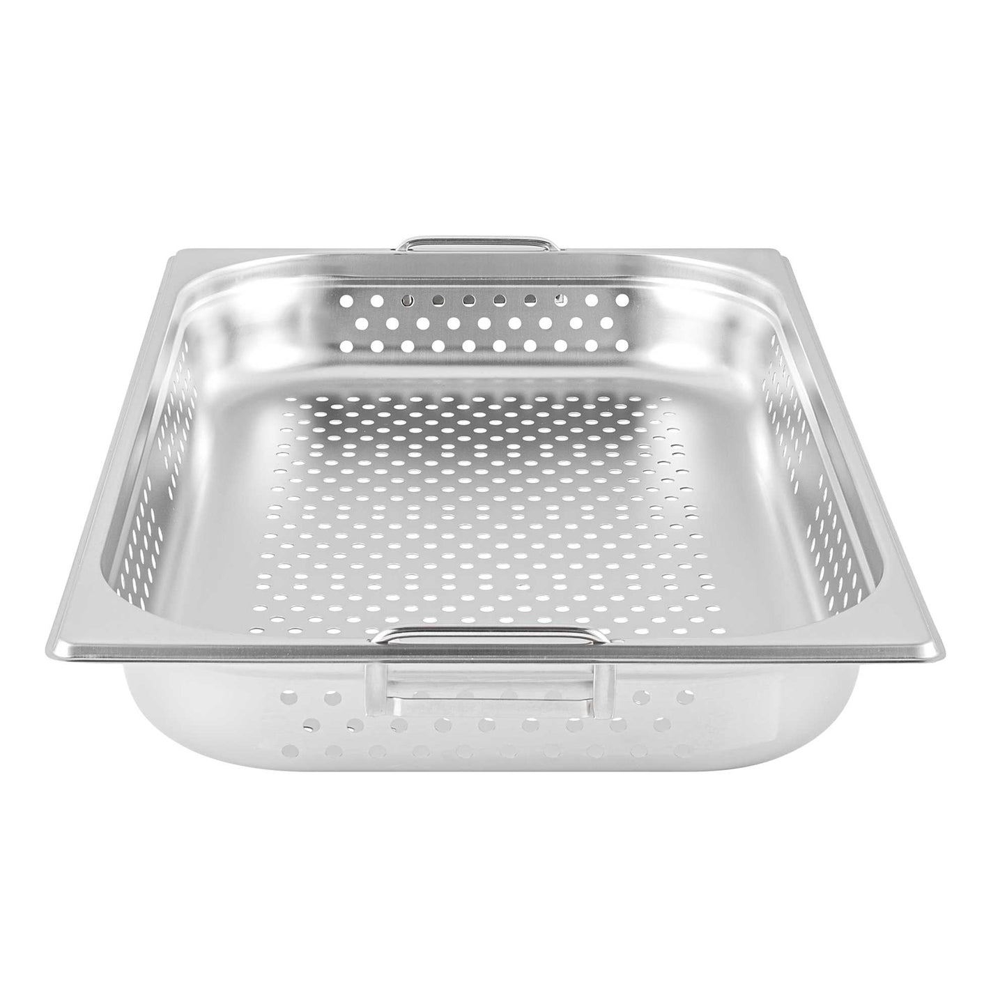 Met Lux Rectangle Stainless Steel Full Size Steam Table Pan 2.5 Inch Deep - Perforated, Anti Jam, Collapsible Handles - 1 count box