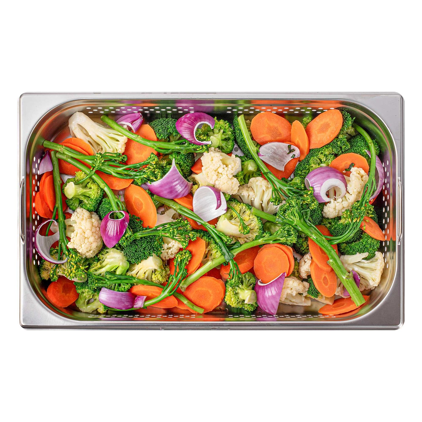 Met Lux Rectangle Stainless Steel Full Size Steam Table Pan 4 Inch Deep - Perforated, Anti Jam, Collapsible Handles - 1 count box