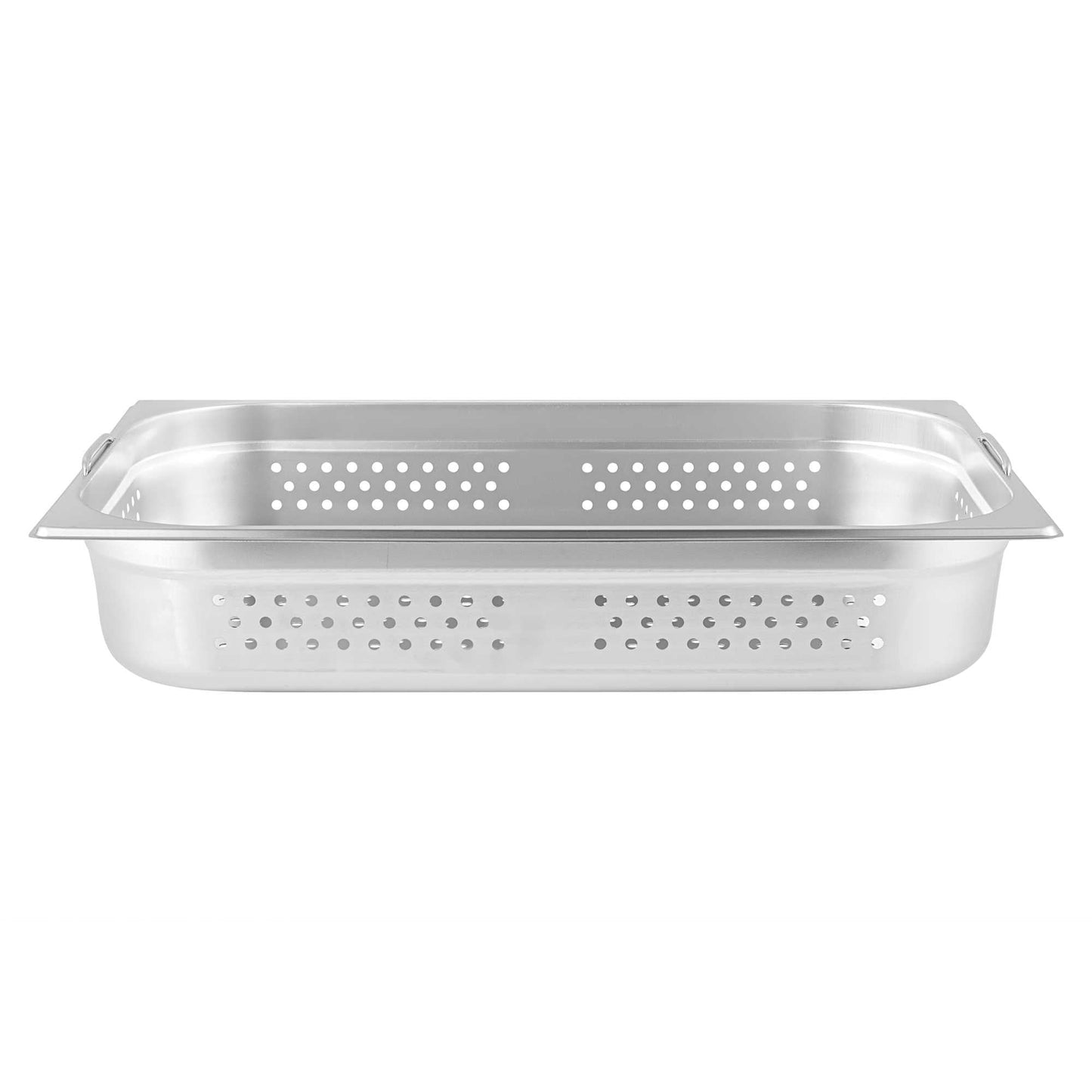 Met Lux Rectangle Stainless Steel Full Size Steam Table Pan 4 Inch Deep - Perforated, Anti Jam, Collapsible Handles - 1 count box