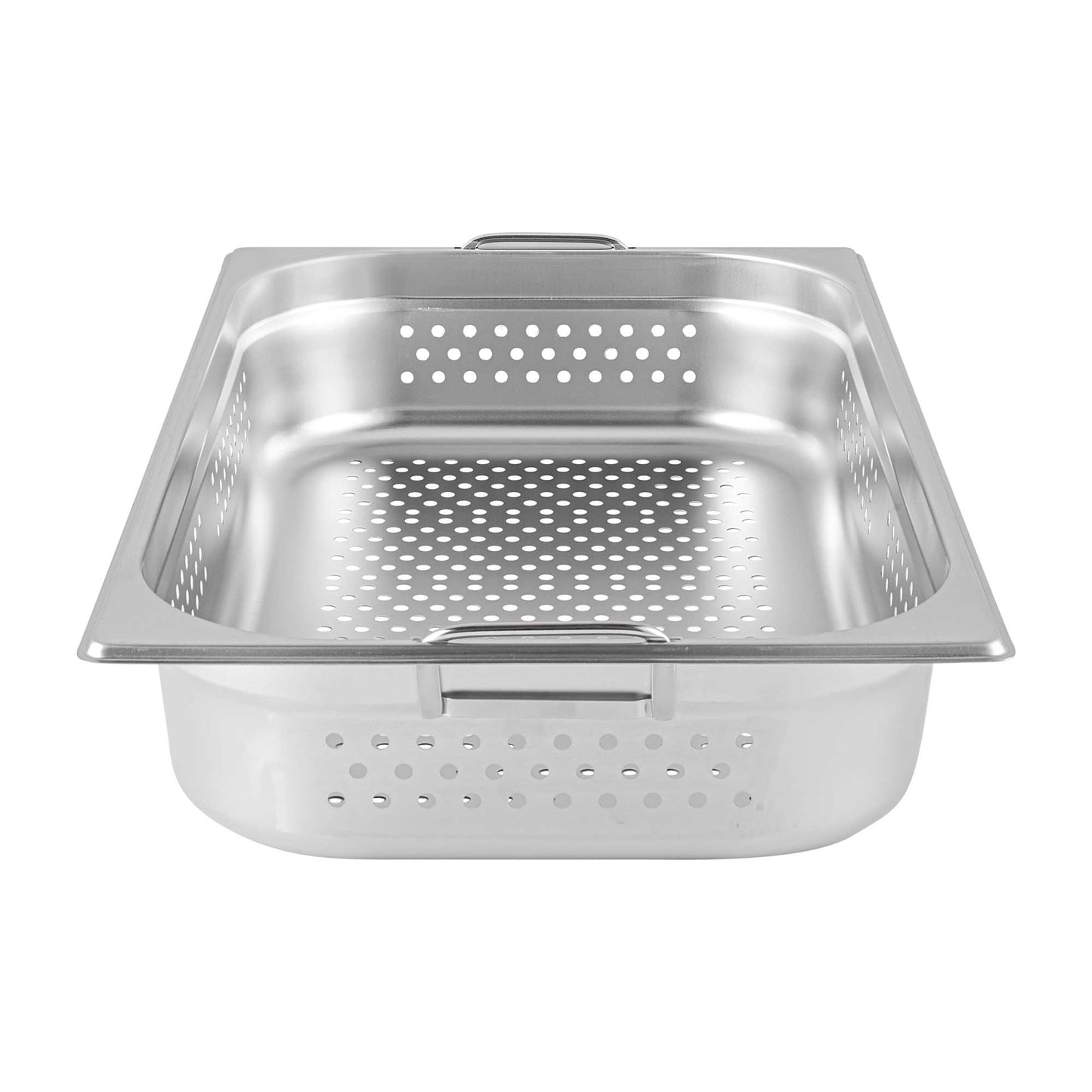 Met Lux Rectangle Stainless Steel Full Size Steam Table Pan 4 Inch Deep - Perforated, Anti Jam, Collapsible Handles - 1 count box