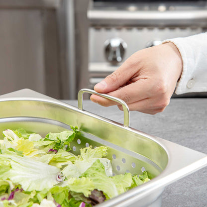 Met Lux Rectangle Stainless Steel Full Size Steam Table Pan 4 Inch Deep - Perforated, Anti Jam, Collapsible Handles - 1 count box