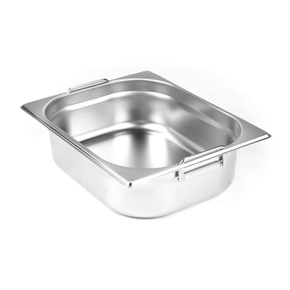 Met Lux Rectangle Stainless Steel 1/2 Size Steam Table Pan 4 Inch Deep - Anti Jam, Collapsible Handles - 1 count box