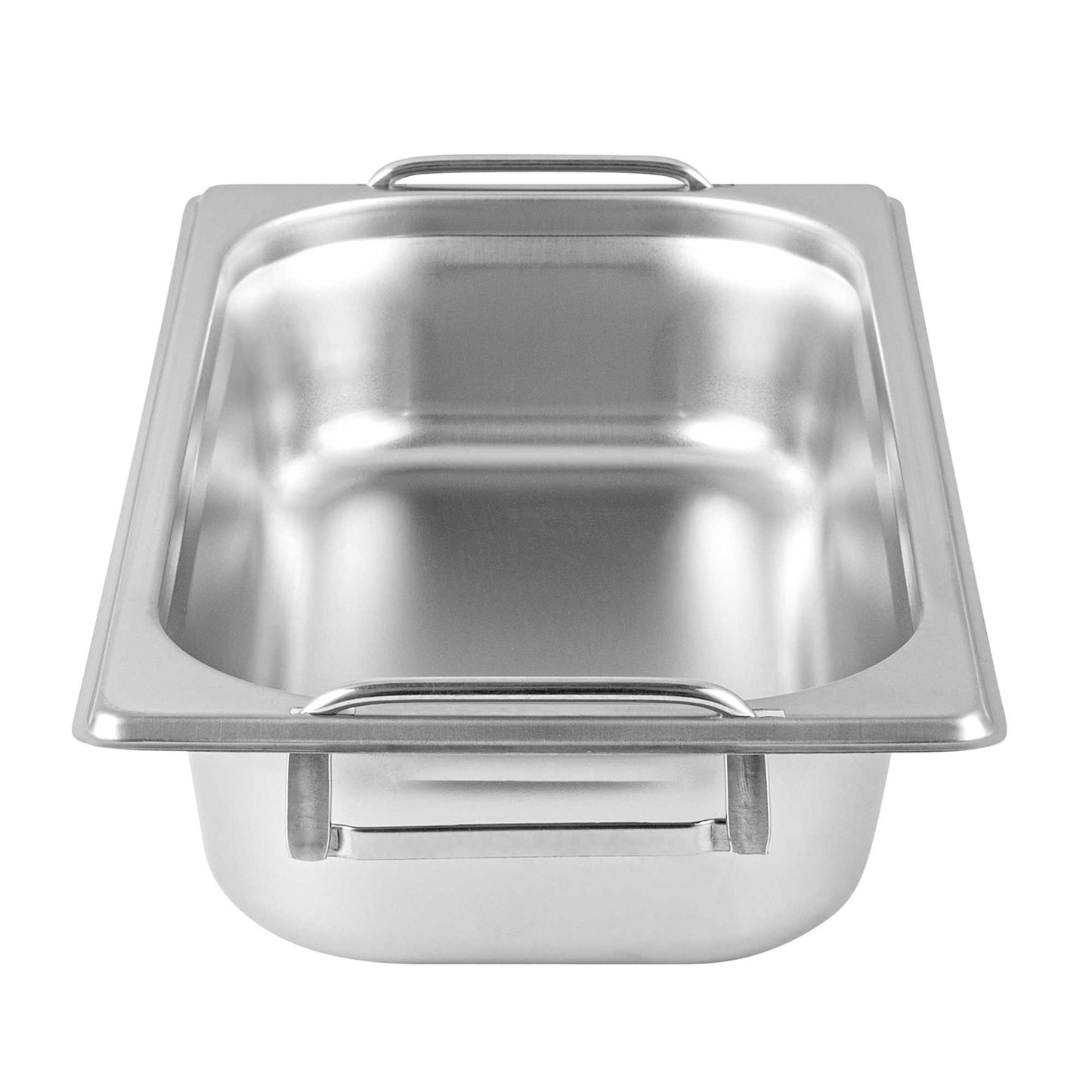 Met Lux Rectangle Stainless Steel 1/3 Size Steam Table Pan 2.5 Inch Deep - Anti Jam, Collapsible Handles - 1 count box