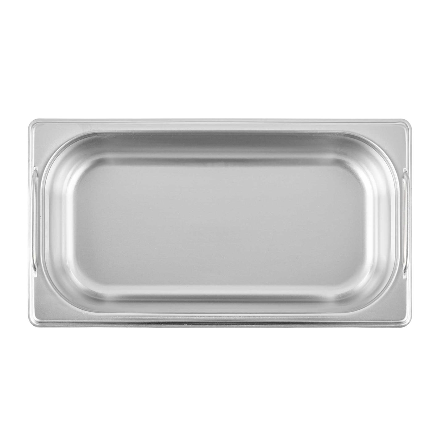 Met Lux Rectangle Stainless Steel 1/3 Size Steam Table Pan 2.5 Inch Deep - Anti Jam, Collapsible Handles - 1 count box