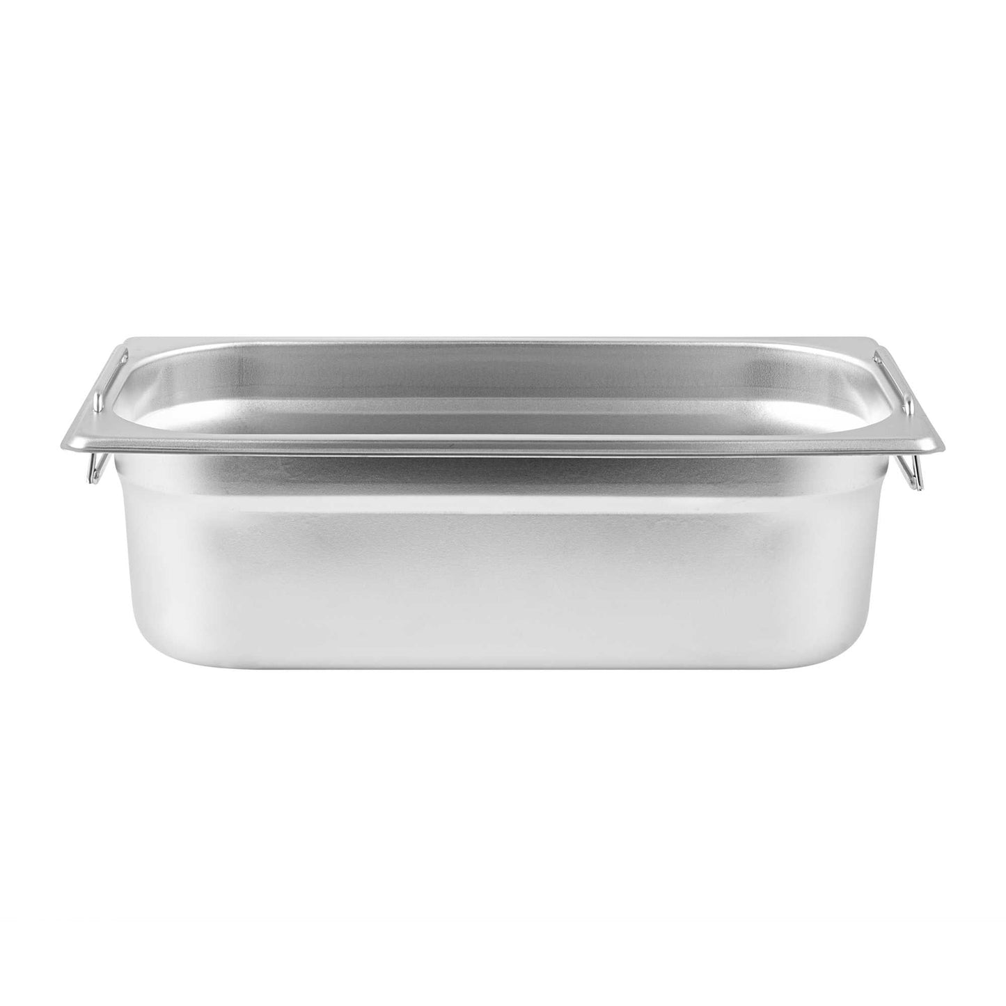 Met Lux Rectangle Stainless Steel 1/3 Size Steam Table Pan 4 Inch Deep - Anti Jam, Collapsible Handles - 1 count box