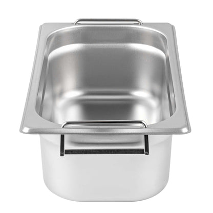 Met Lux Rectangle Stainless Steel 1/3 Size Steam Table Pan 4 Inch Deep - Anti Jam, Collapsible Handles - 1 count box