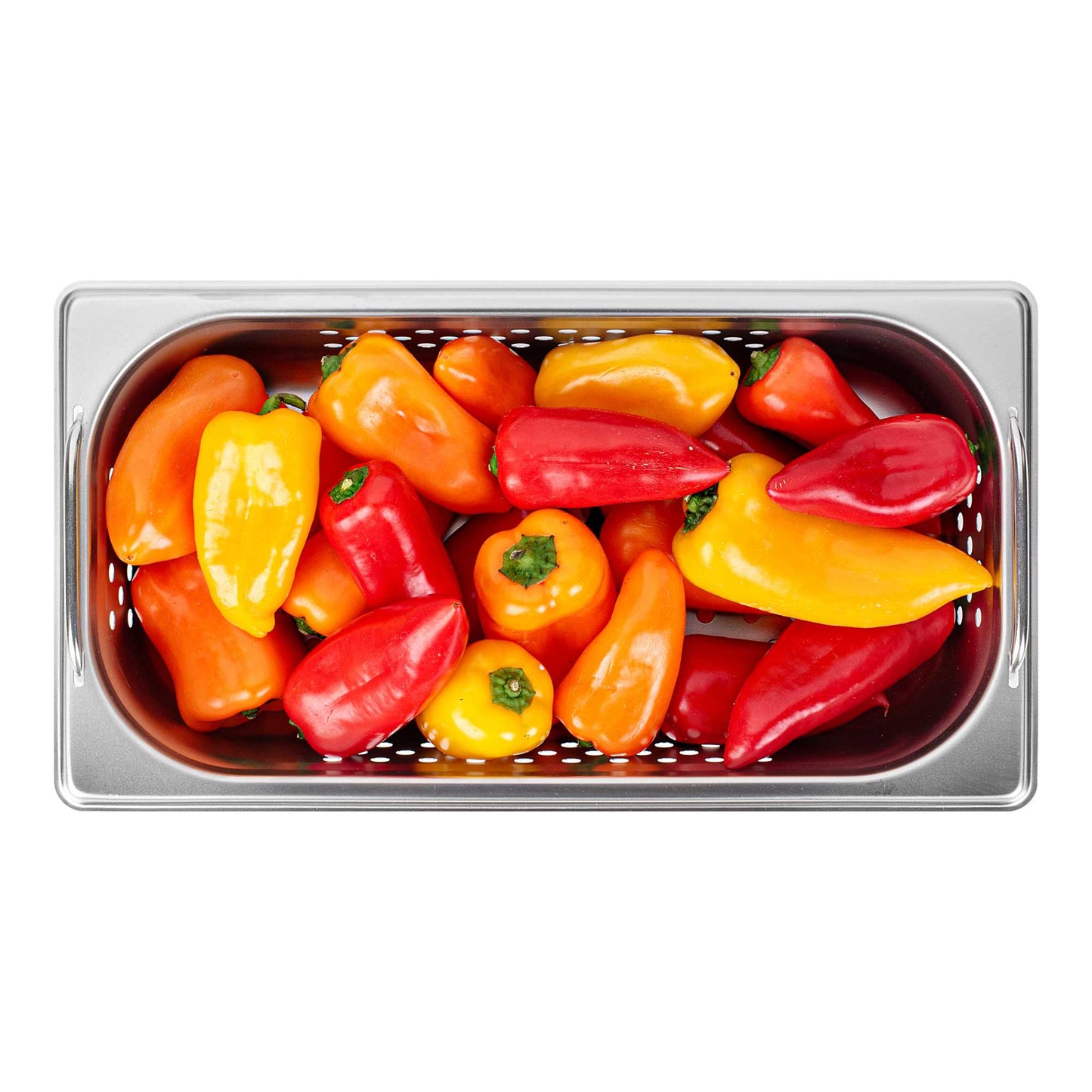 Met Lux Rectangle Stainless Steel 1/3 Size Steam Table Pan 2.5 Inch Deep - Perforated, Anti Jam, Collapsible Handles - 1 count box