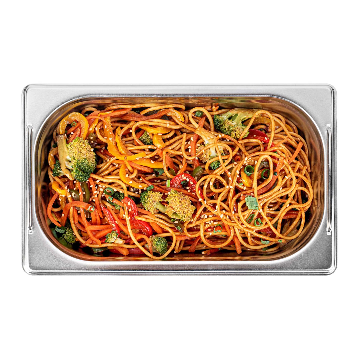 Met Lux Rectangle Stainless Steel 1/4 Size Steam Table Pan - 2.5 Inch Deep - Anti Jam, Collapsible Handles - 1 count box