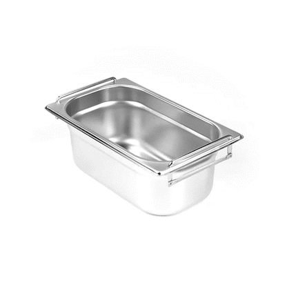 Met Lux Rectangle Stainless Steel 1/4 Size Steam Table Pan - 4 Inch Deep - Anti Jam, Collapsible Handles - 1 count box