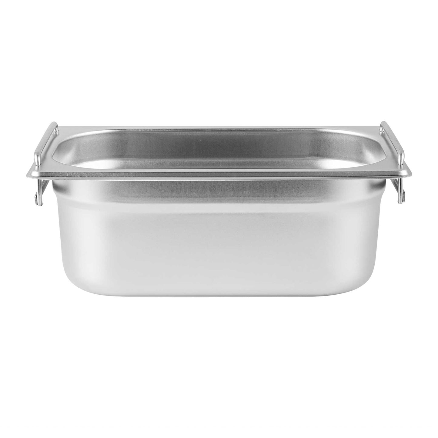 Met Lux Rectangle Stainless Steel 1/4 Size Steam Table Pan - 4 Inch Deep - Anti Jam, Collapsible Handles - 1 count box