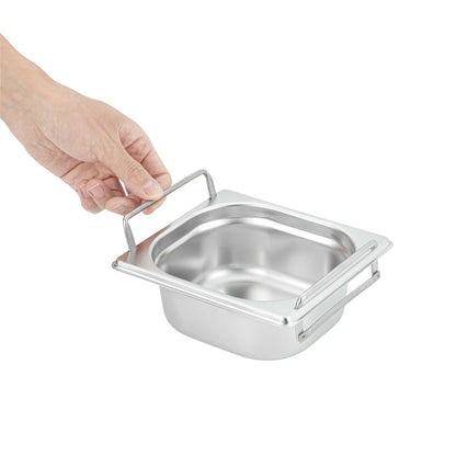 Met Lux Rectangle Stainless Steel 1/6 Size Steam Table Pan 2.5 Inch Deep - Anti Jam, Collapsible Handles - 1 count box