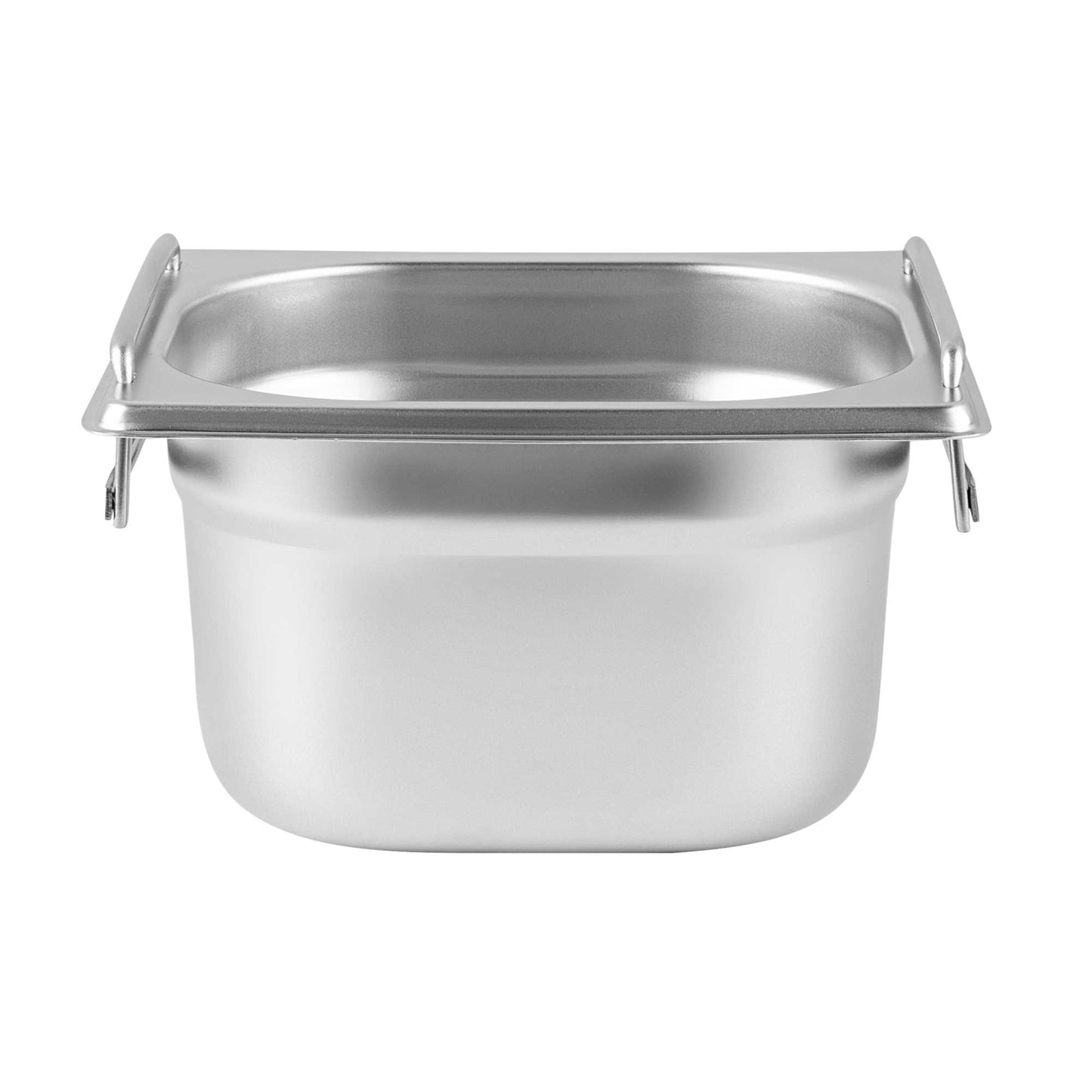 Met Lux Rectangle Stainless Steel 1/6 Size Steam Table Pan 4 Inch Deep - Anti Jam, Collapsible Handles - 1 count box